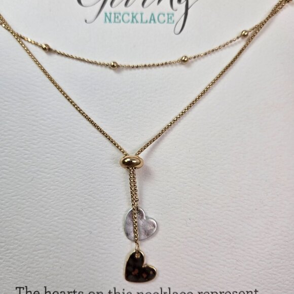 NWT/NIB Demdaco Giving Lariat Double Heart Charm Necklace - Picture 2 of 5